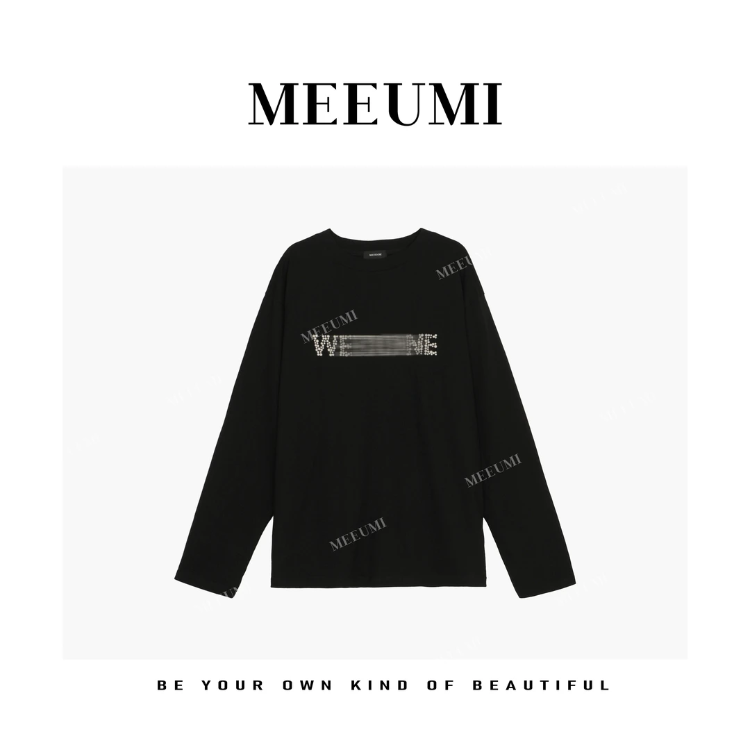 【MEEUMI】秋冬女款路思同款纯棉字母印花长袖圆领打底衫 TA1729HH