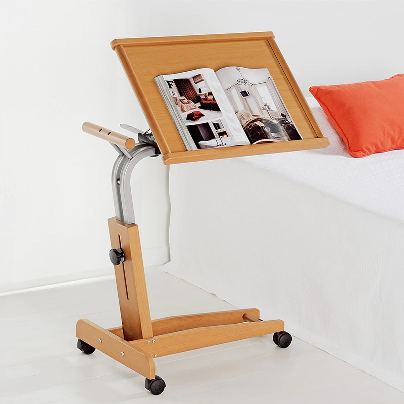 利快意大利进口北欧实木餐桌家用可折叠床边电脑桌可调高度可移动