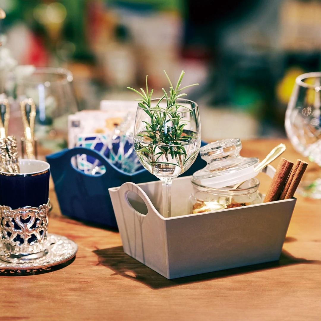 利快收纳盒储物盒日本进口收纳筐日式置物盒小件双把手桌面收纳盒