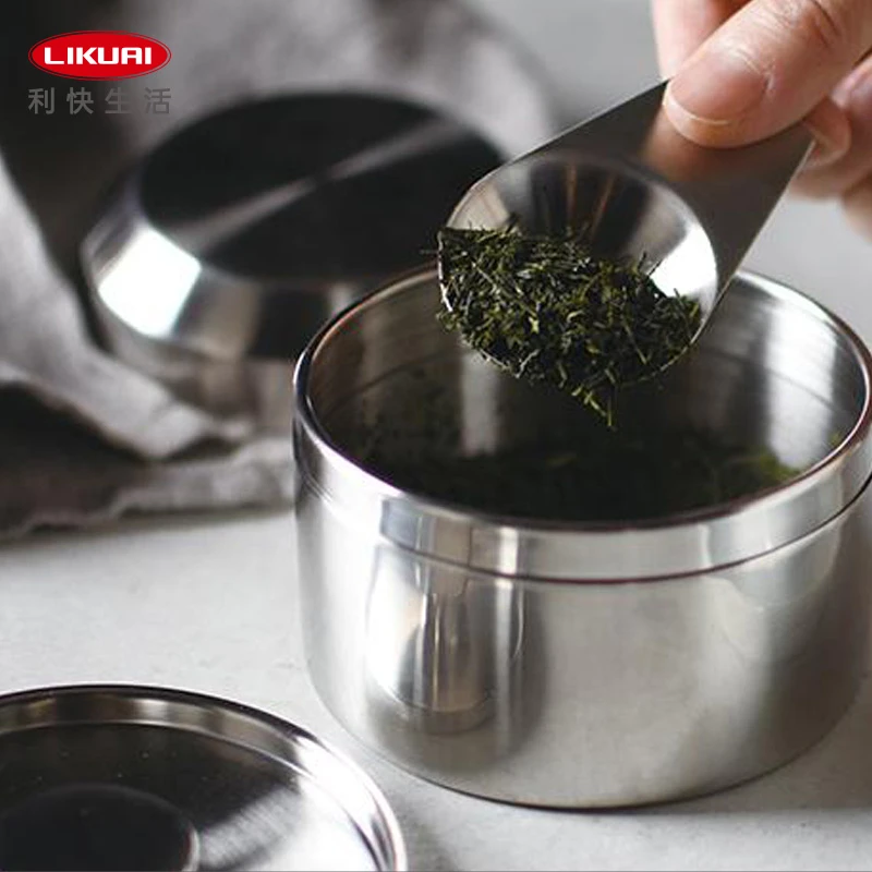 利快储物收纳罐茶叶罐日本进口不锈钢多功能防潮大号密封罐