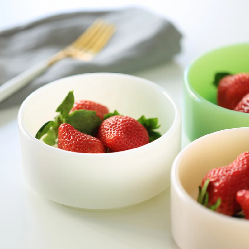 利快日本进口玻璃奶油碗一对网红可爱家用创意简约陶瓷吃饭沙拉碗