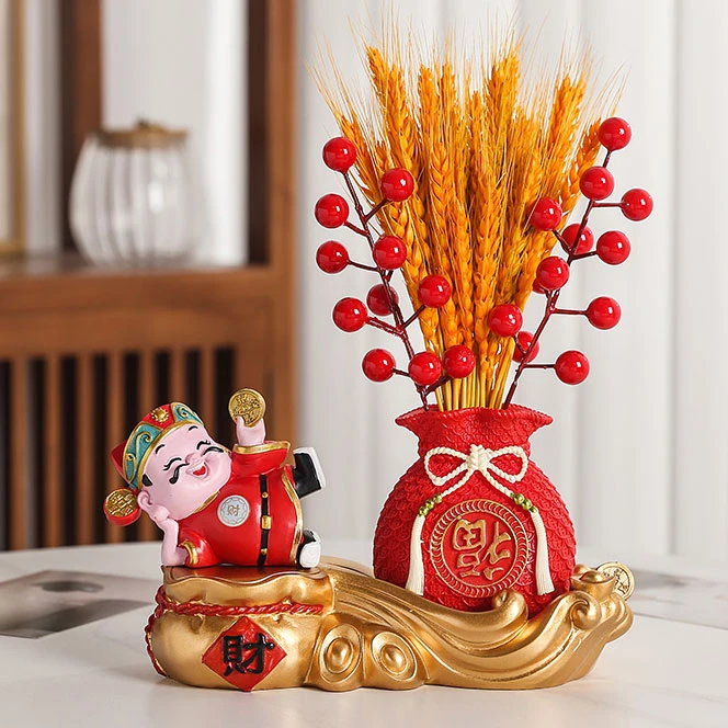 创意招财纳福财神福袋麦穗家居客厅开业礼品电视柜茶几装饰品摆件