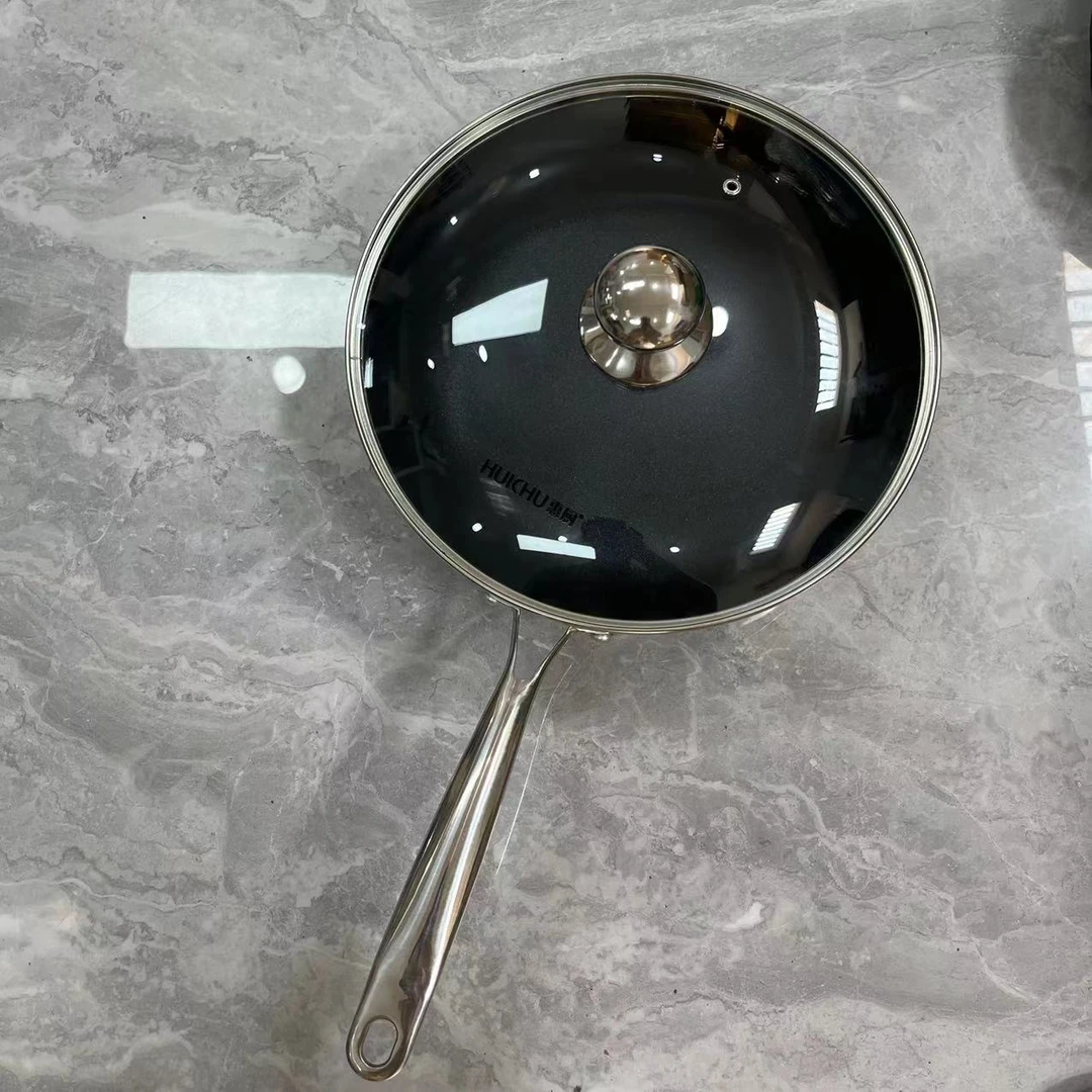 白月光系列尾单金刚麦饭石不粘锅炒锅煎锅锅身微瑕28cm