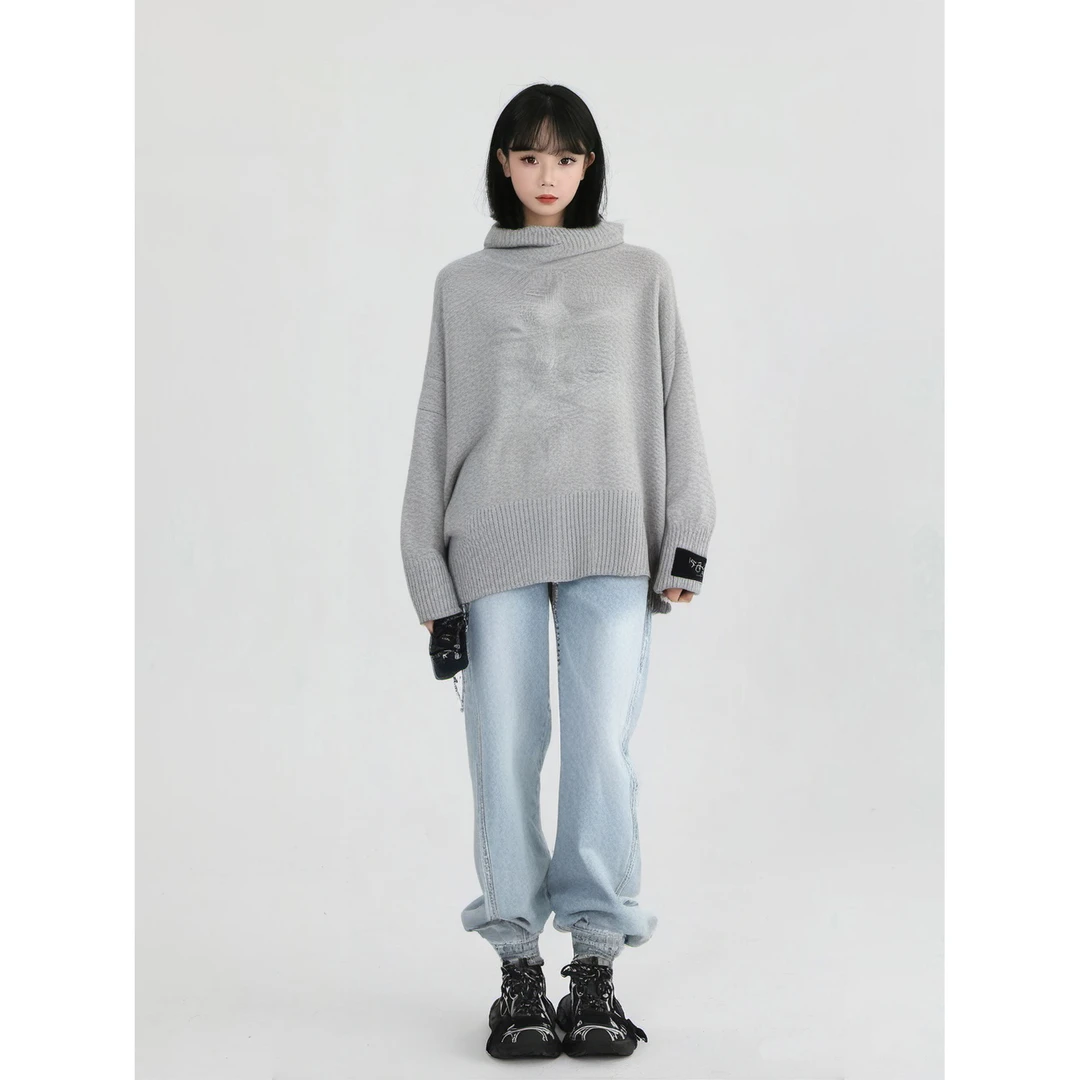 Basic House/百家好半高领简约休闲针织衫 BJ376-HVKT720MMG