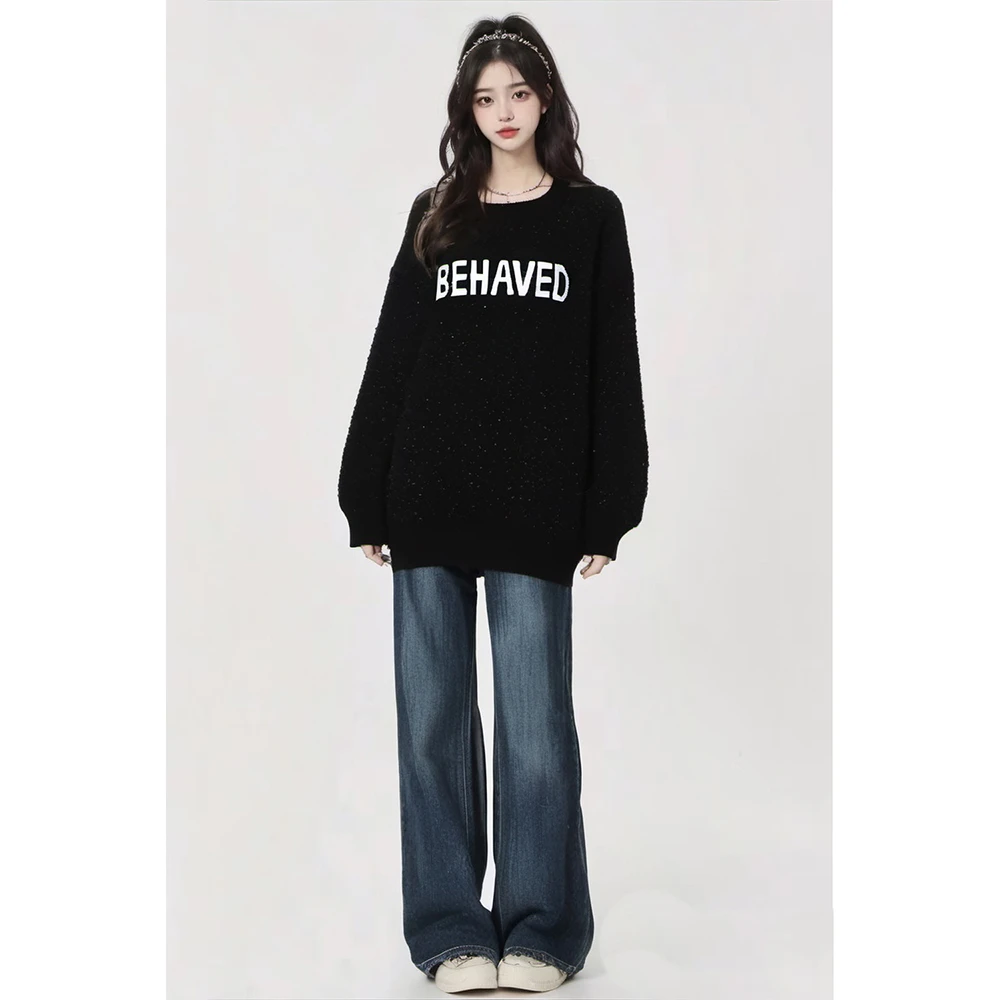 JUCY JUDY圆领印花字母针织衫 JJ322-JVKT720CBK