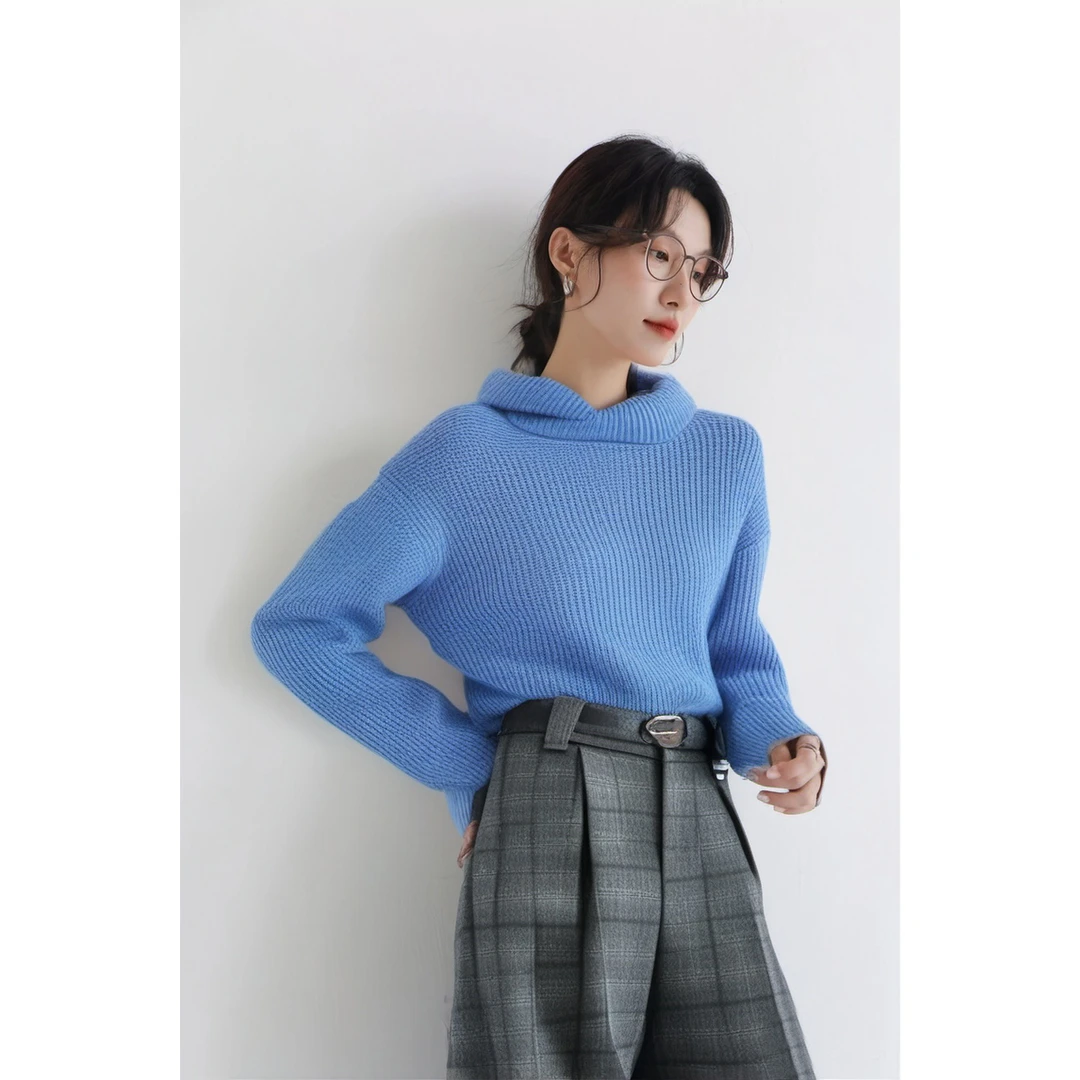 Basic House/百家好 韩风时尚高领气质针织衫 BJ681-HTKT727ASB