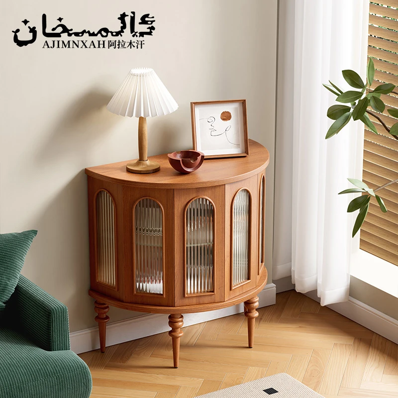 AJIMNXAH/阿拉木汗法式中古实木玄关柜复古胡桃走廊边柜樱桃木柜
