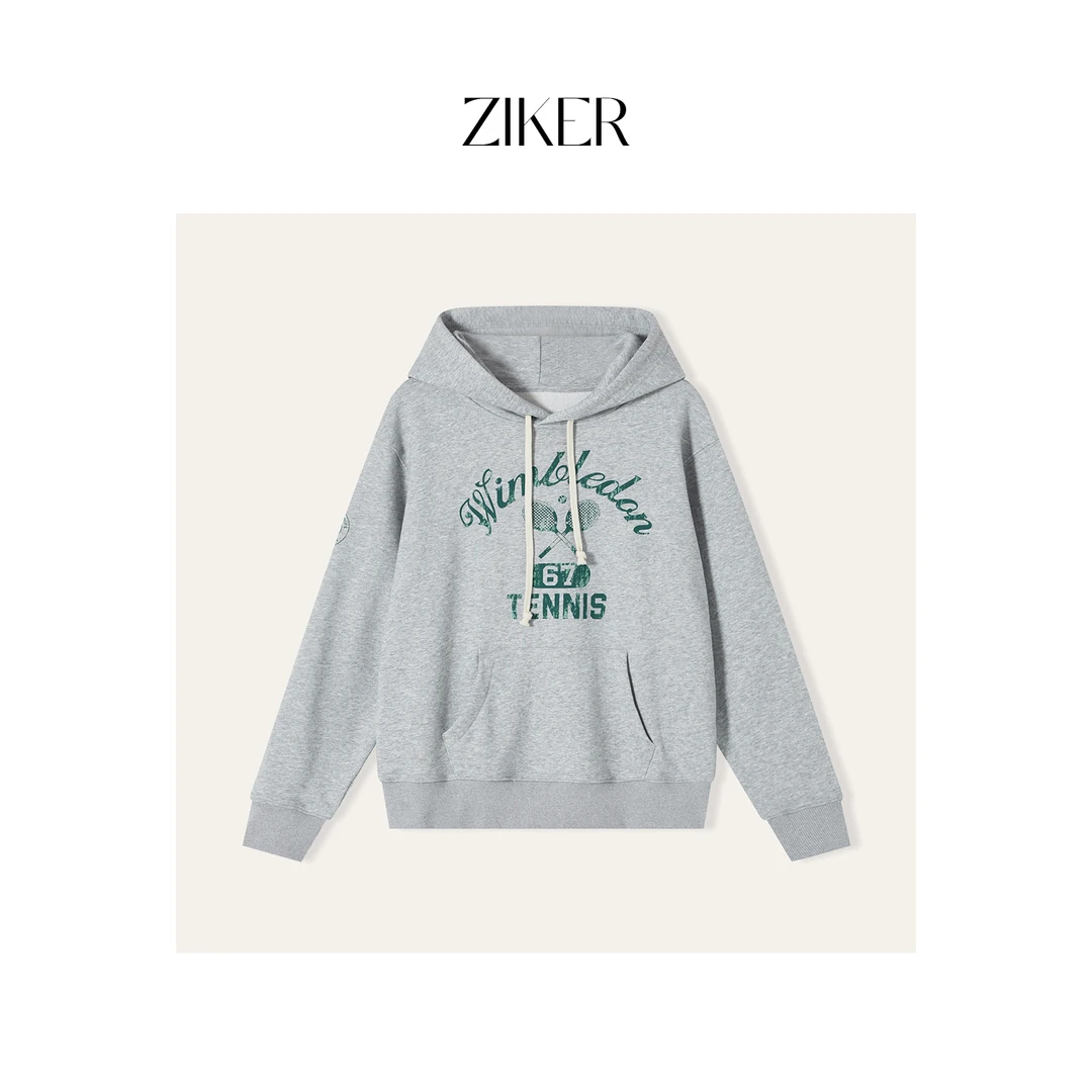 ZIKER｜定织定染高克重棉涤混纺印花连帽卫衣