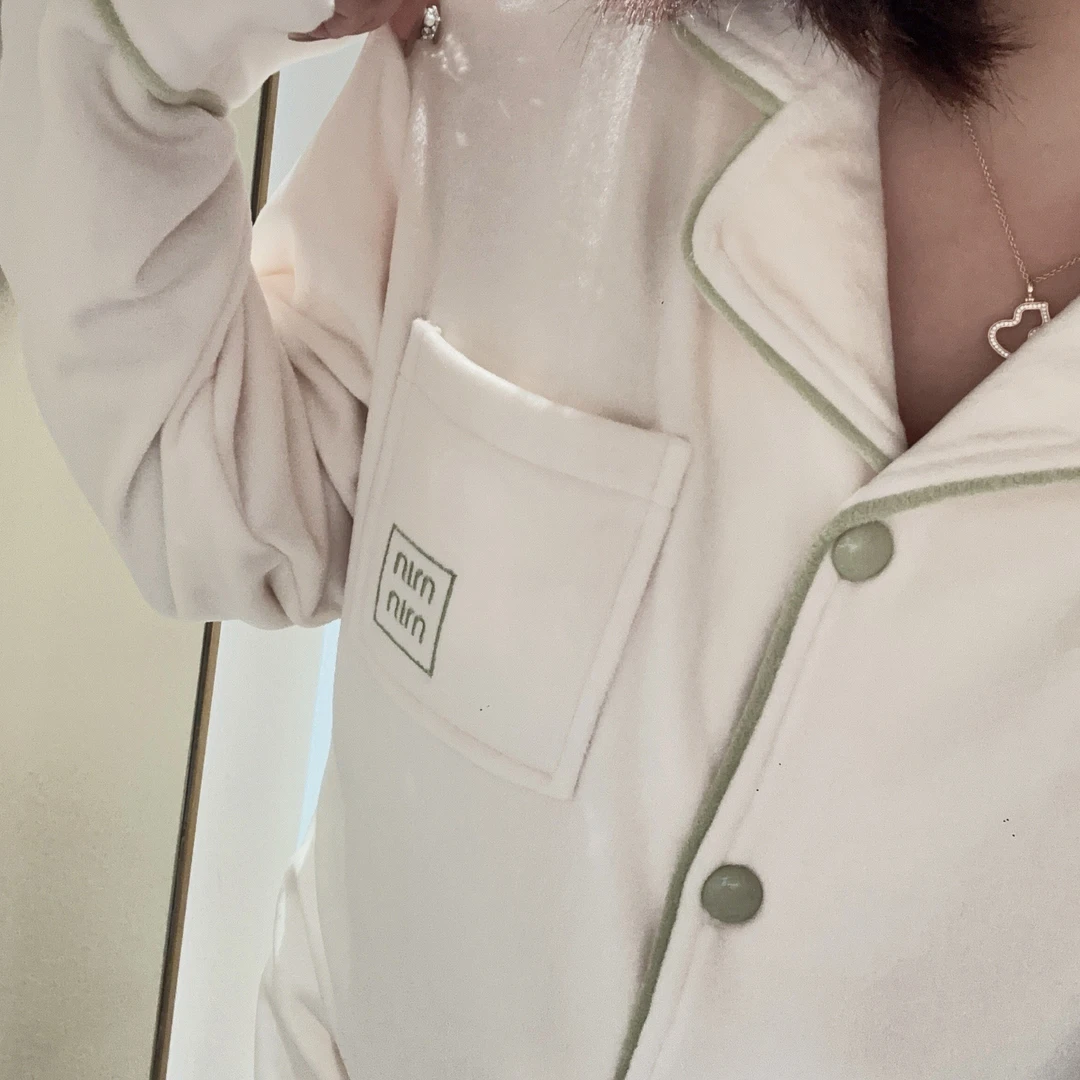 【倾慕】秋冬新款暖芙芙睡衣纯色气质保暖舒适长袖长裤套装1451