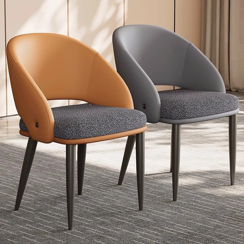 意式北欧简约餐椅后现代轻奢皮布艺酒店洽谈设计师家用久坐靠背椅