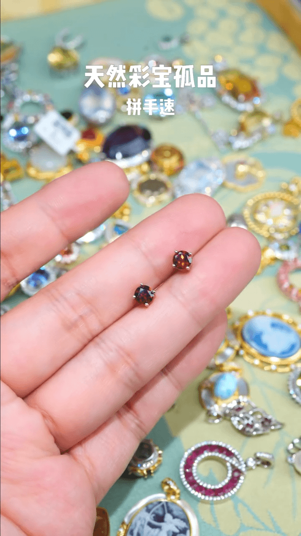 雅识 【闪购商品】石榴石耳饰银S925镶嵌072119