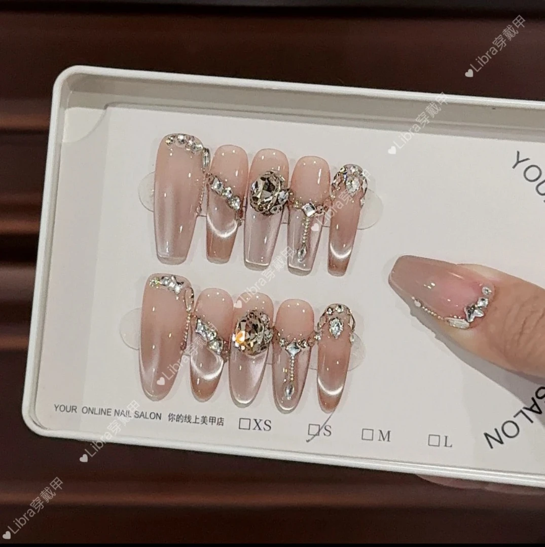 【往日云烟】纯手工穿戴甲显白美甲贴光疗甲冰透绵密流行纯欲感