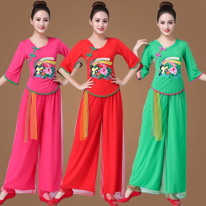 2025新款夏季广场舞服装民族风中老年扇子舞秧歌服跳舞蹈服演出服