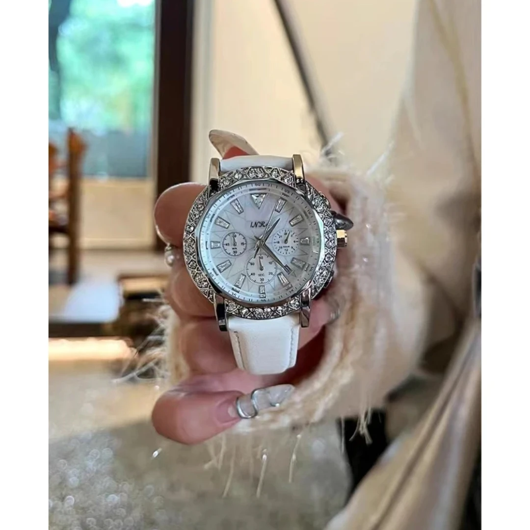 气质时尚皮带女款百搭女士防水白色轻奢精致腕表2886