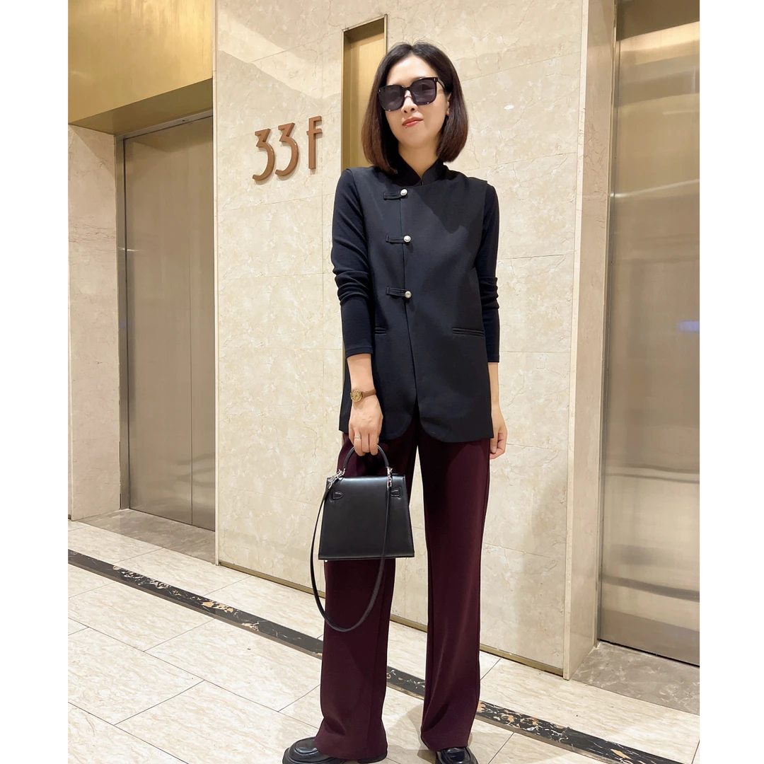 【希辰】中式国风西装立领马甲烫金小盘扣宽松气质上衣19836