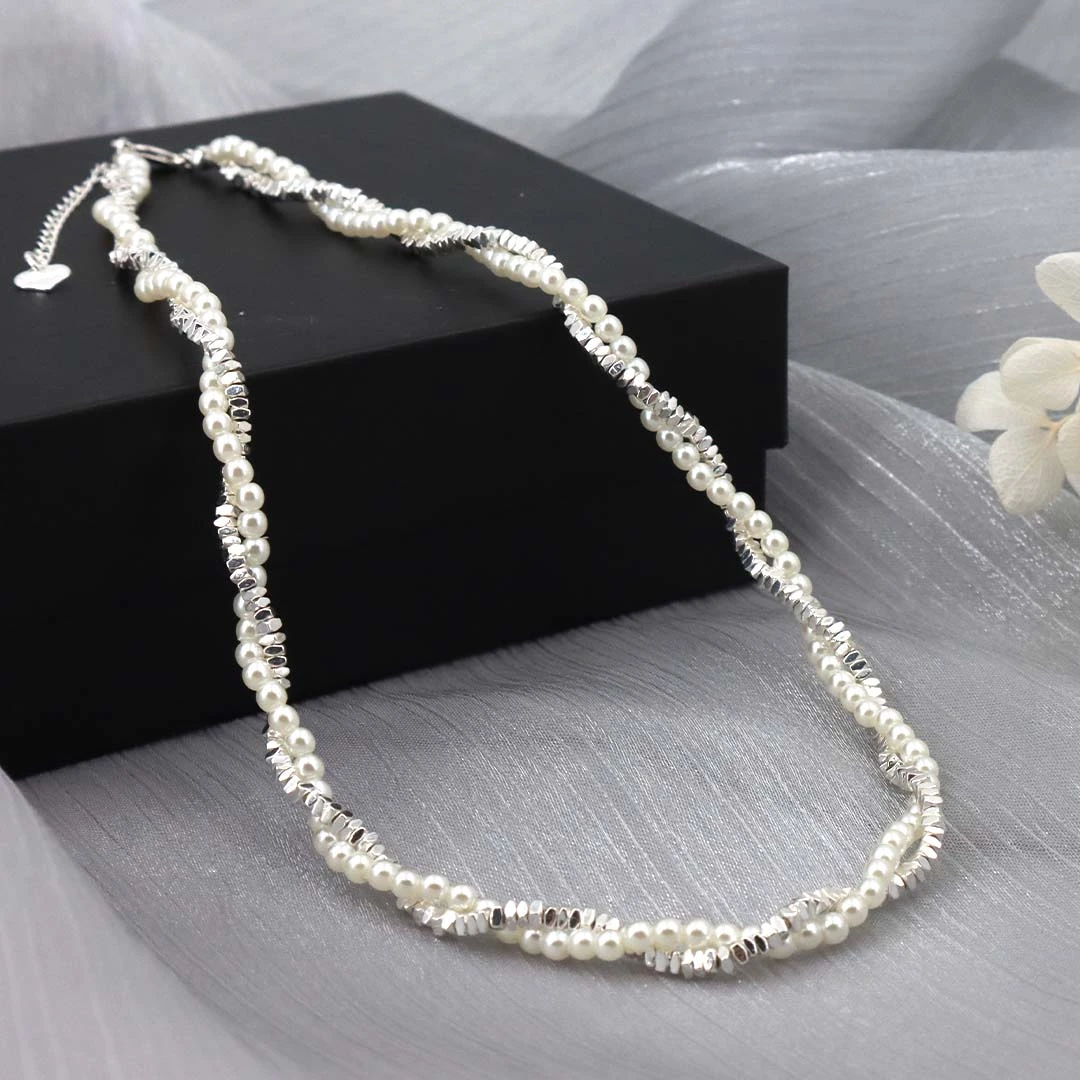 AE WISDOM/车智芯 铜合金贝珠项链 法式轻奢双层珠珠缠绕项链百搭