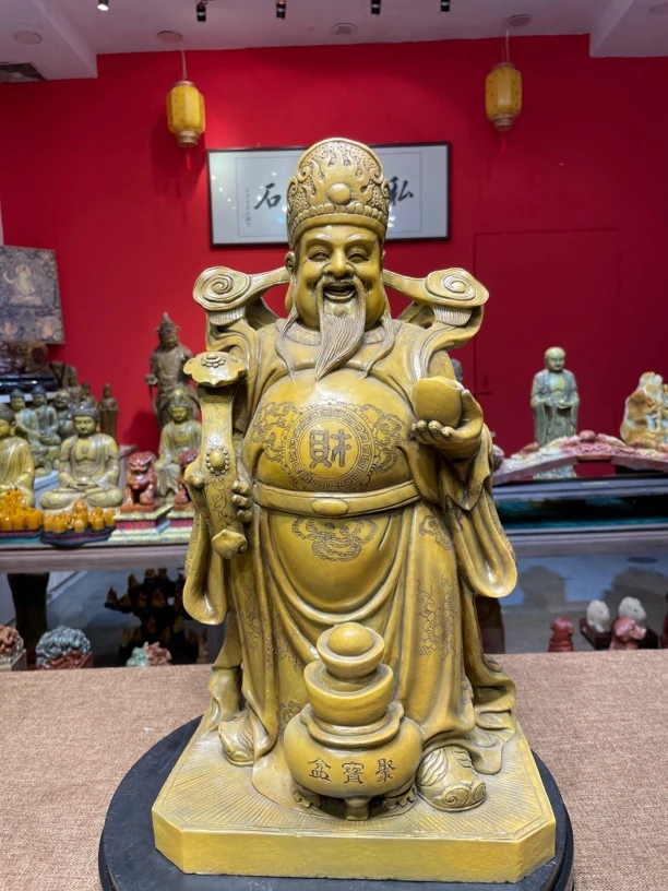 福建创客寿山石工艺财神造像玄关雕刻摆件奇石观赏石