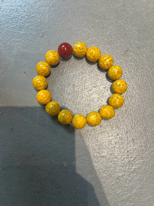 含辰砂工艺品江江推荐-辰砂黄手串YS0081
