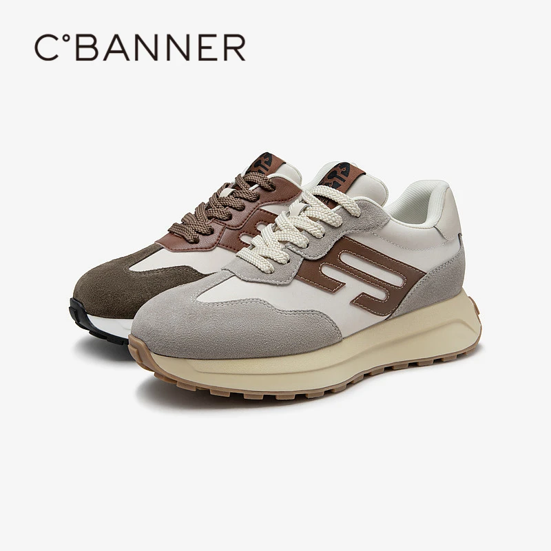 千百度厚底时尚休闲鞋女2024秋季新款增阿甘鞋舒运动鞋A24432705