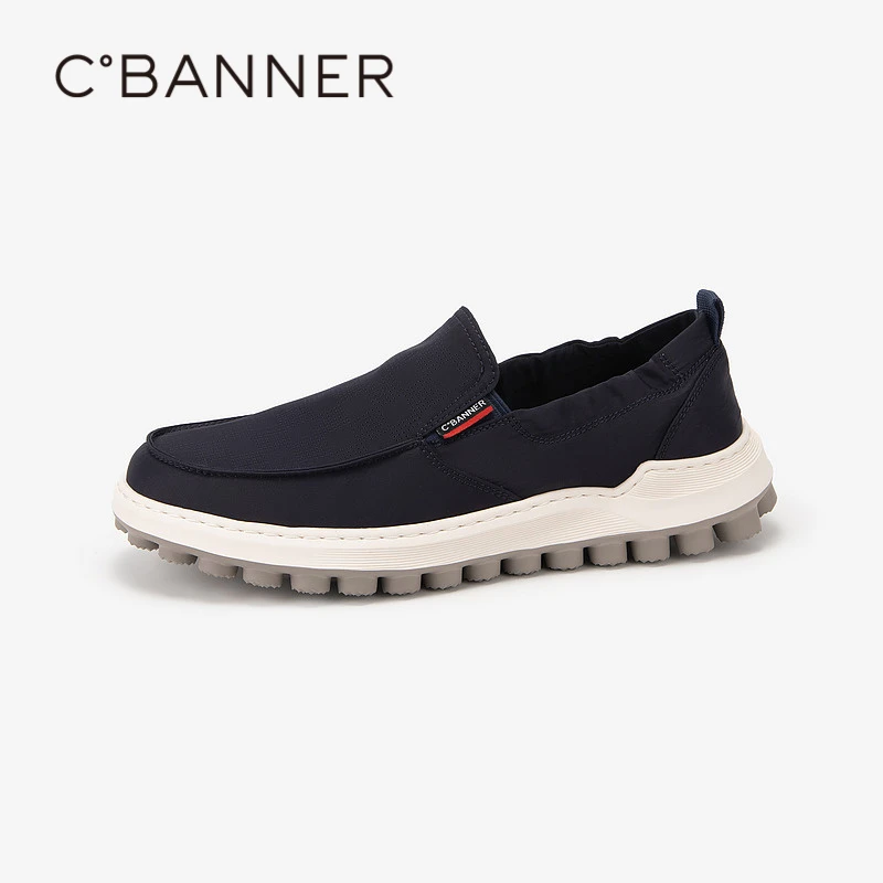 千百度2024春夏新款休闲一脚蹬鞋厚底增高轻便透气男鞋A24160212