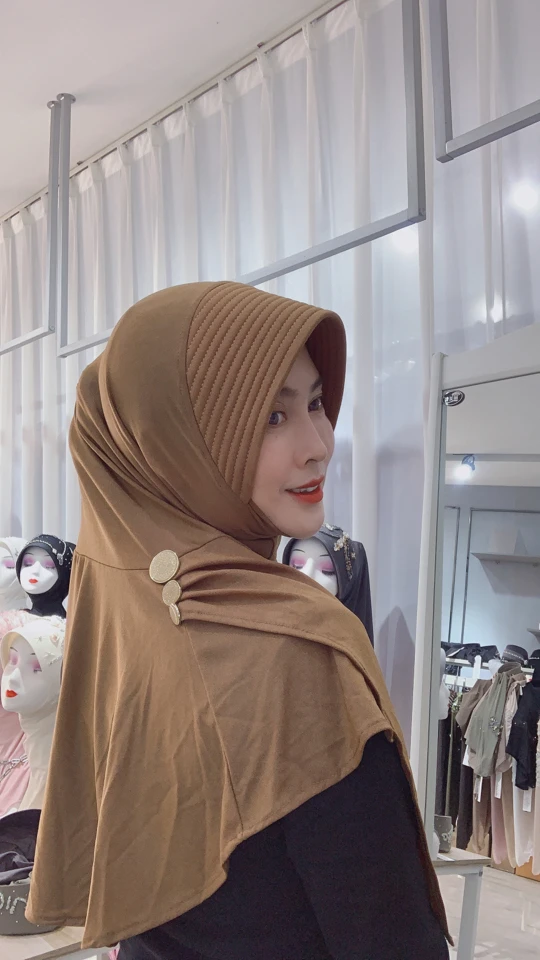 【迪拉拉】女士方便盖头纯色百搭休闲软帽帽子长款