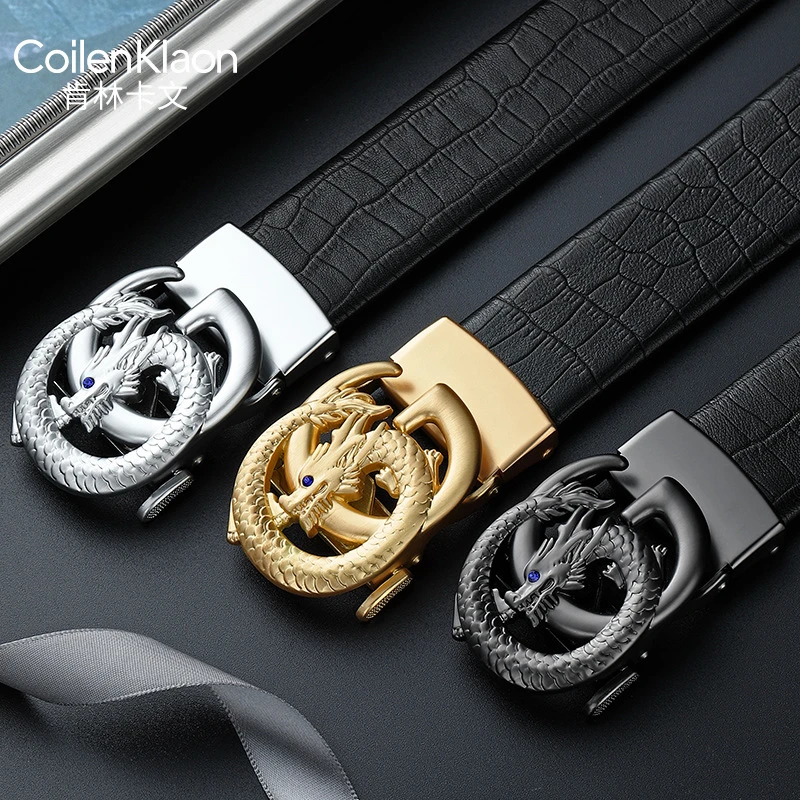 CoilenKlaon真皮皮带男商务自动扣腰带头层牛皮青年男士裤带送礼
