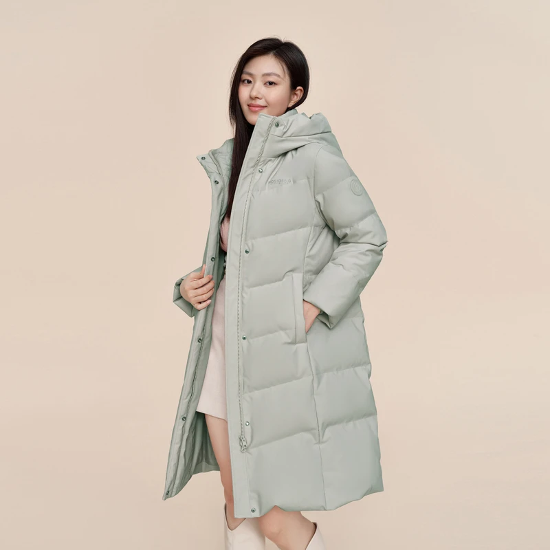 【新】波司登新款冬季女款女中长款经典通勤时尚休闲连帽羽绒服