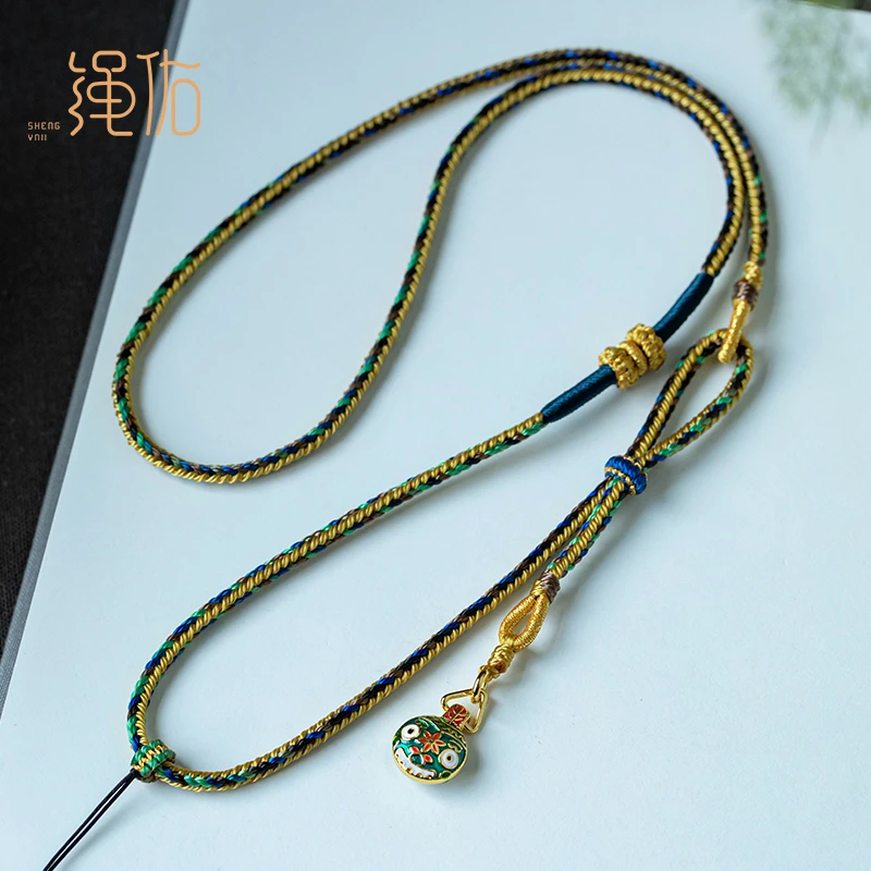 非金属布艺吊坠 手工编织吊坠挂绳项链绳子八股编多挂绳毛衣链