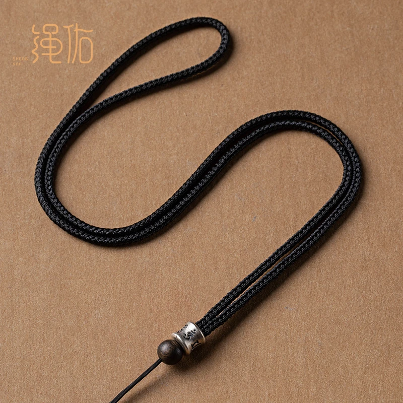 非金属吊坠 925纯银桶珠吊坠绳子手编项链绳配绳挂脖挂件绳
