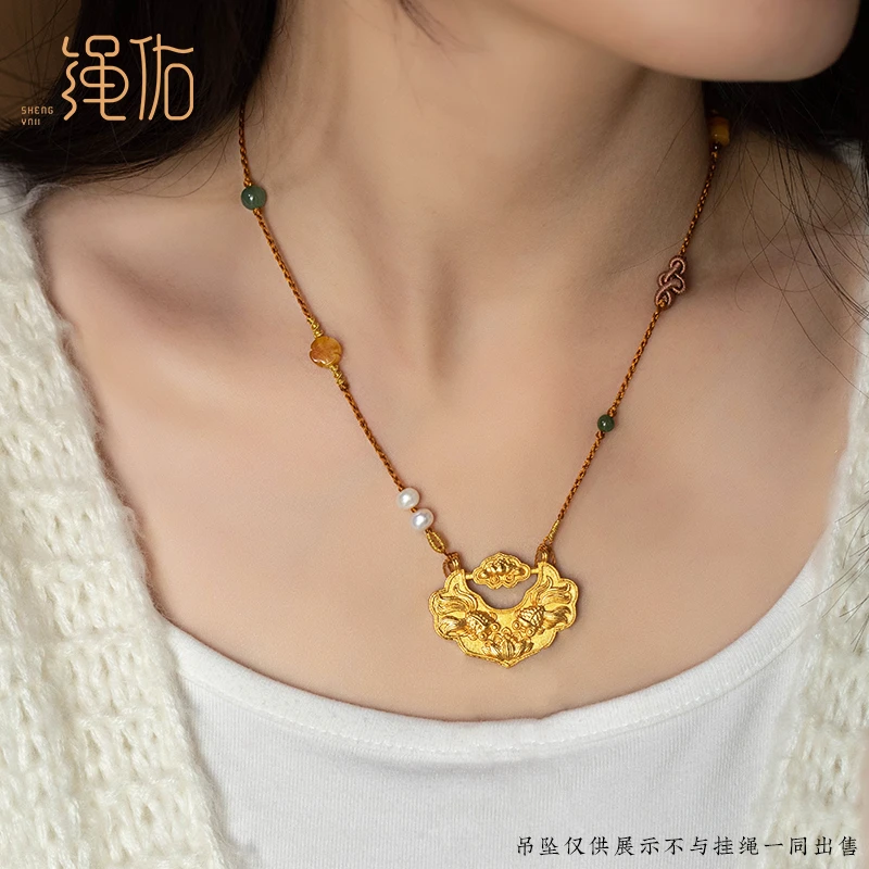非金属布艺吊坠 手工编织锦鲤锁横穿项链绳挂脖高档女细款吊坠绳