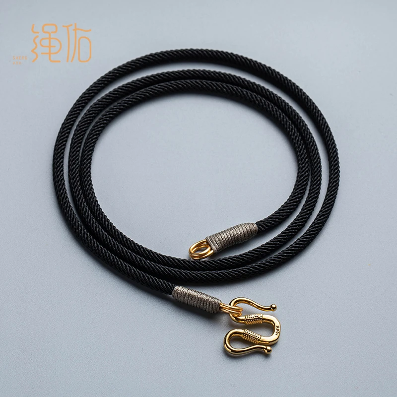 非金属吊坠 吊坠挂绳黑色佛牌唐卡项链挂脖绳子M扣头简约新款高档