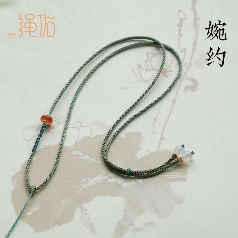 非金属布艺吊坠 手工编织绳吊坠挂绳挂脖高档细男女项链绳吊坠绳