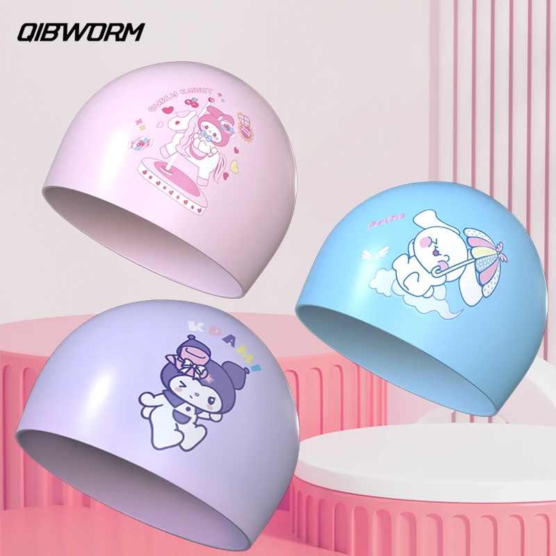 儿童泳帽卡通可爱防水不勒头硅胶游泳帽男女童宝宝女孩高能感帽子