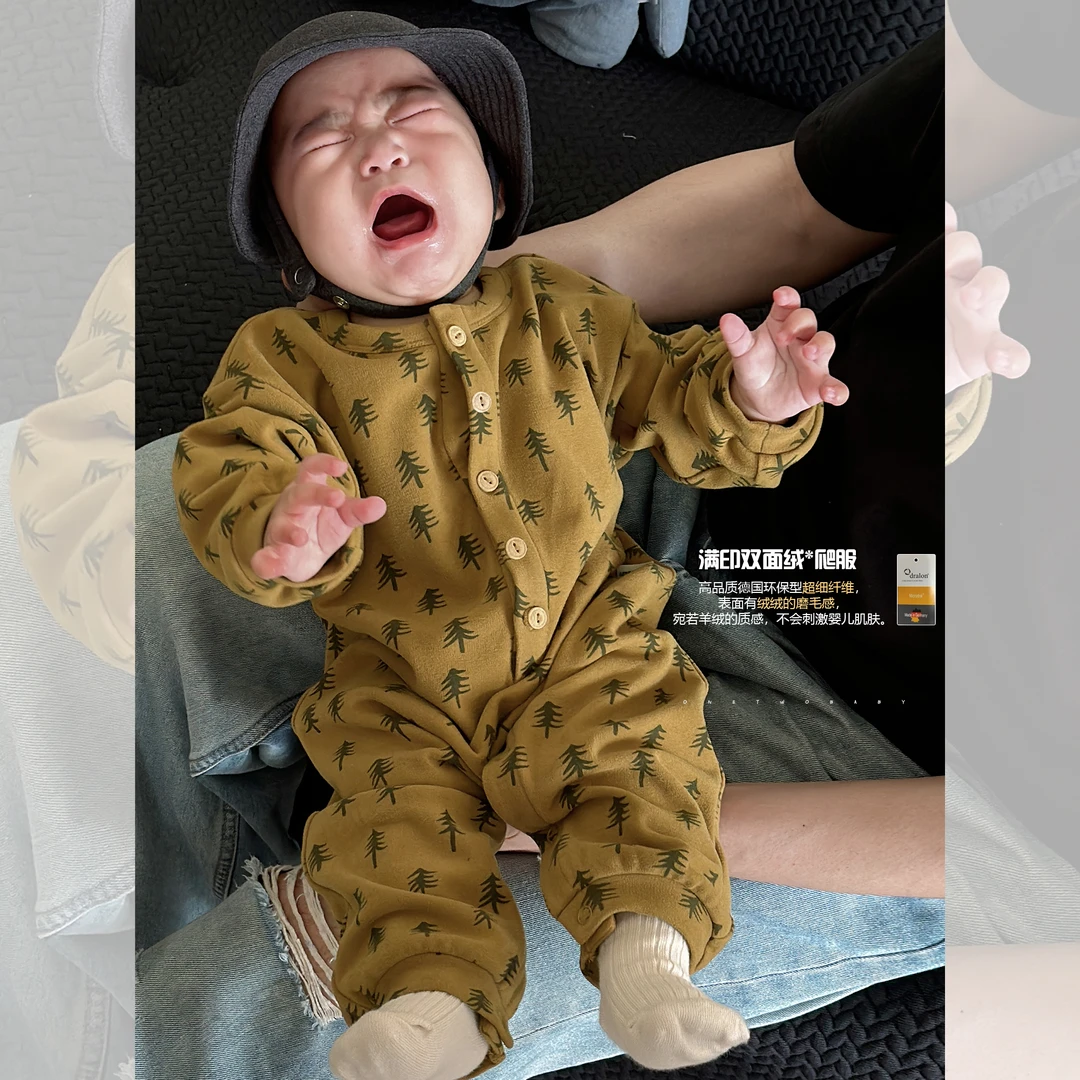 ONE TWO BABY【绒绒暖茶】宝宝2024冬季连体衣宝宝哈衣爬服24Y092