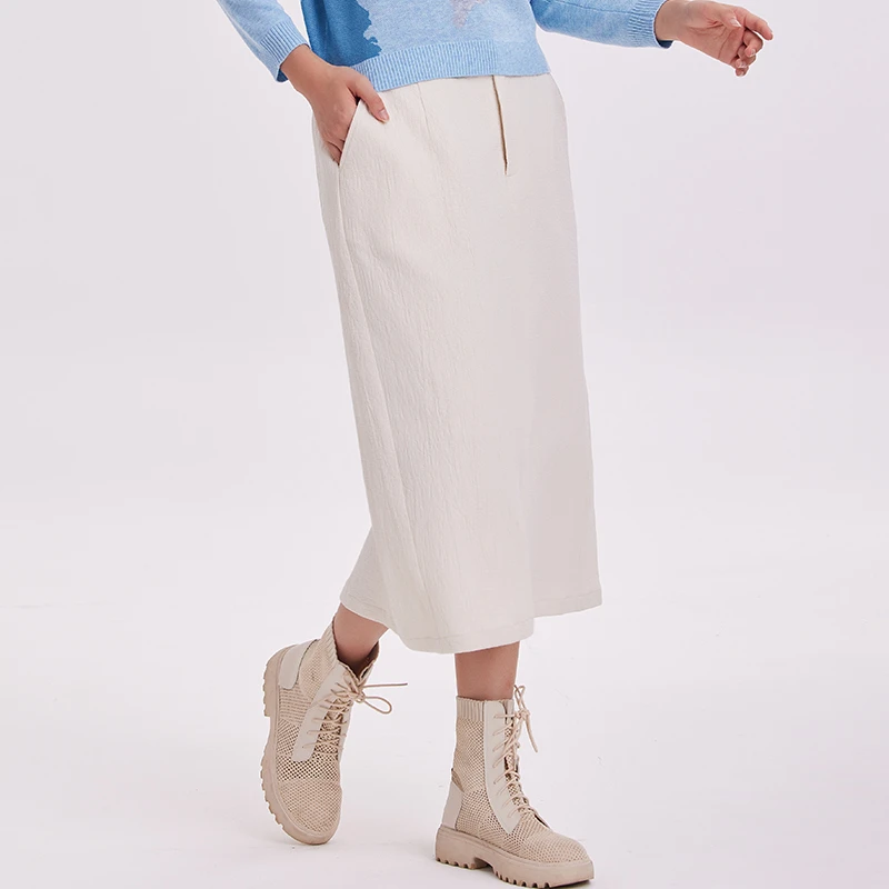 M..麻多多/2023秋冬新款肌理纯色半身裙百搭中腰舒适秋季23328215