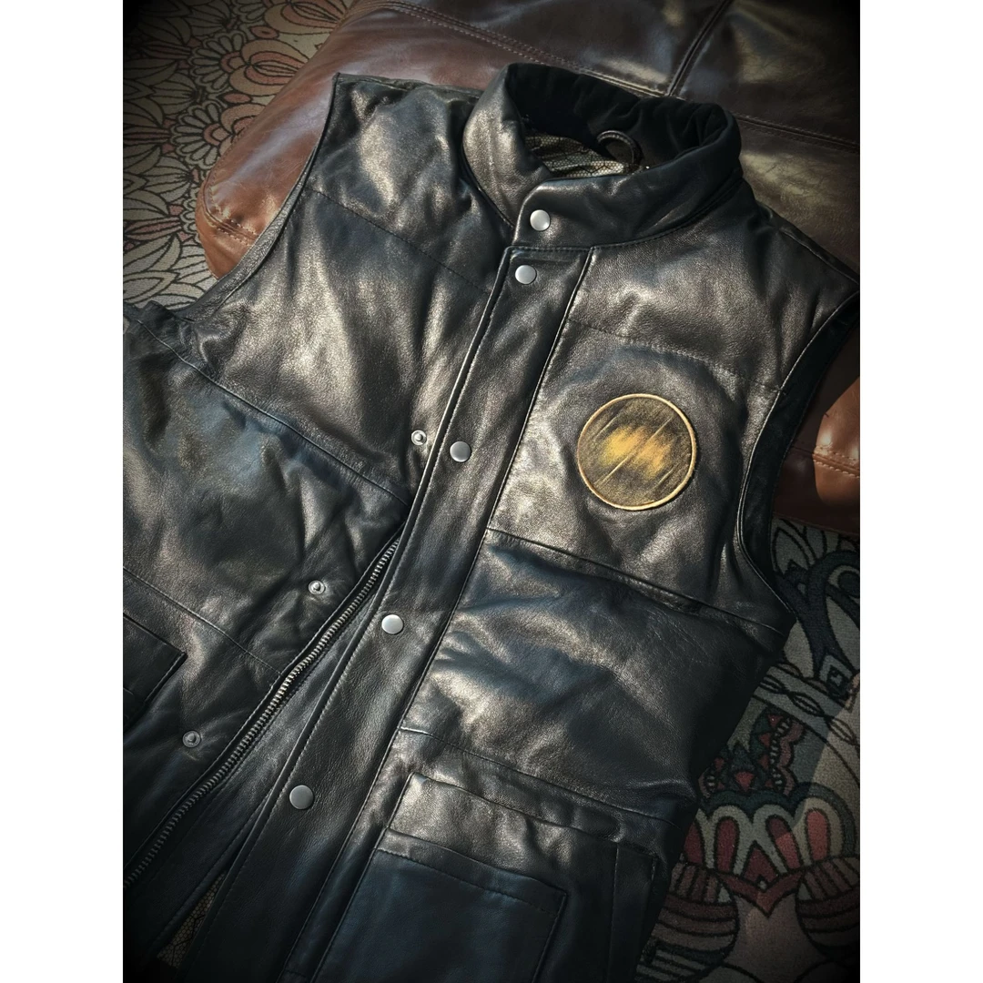 虎丁真皮 头层山羊皮PKS2316 男士时尚休闲立领马甲保暖无袖