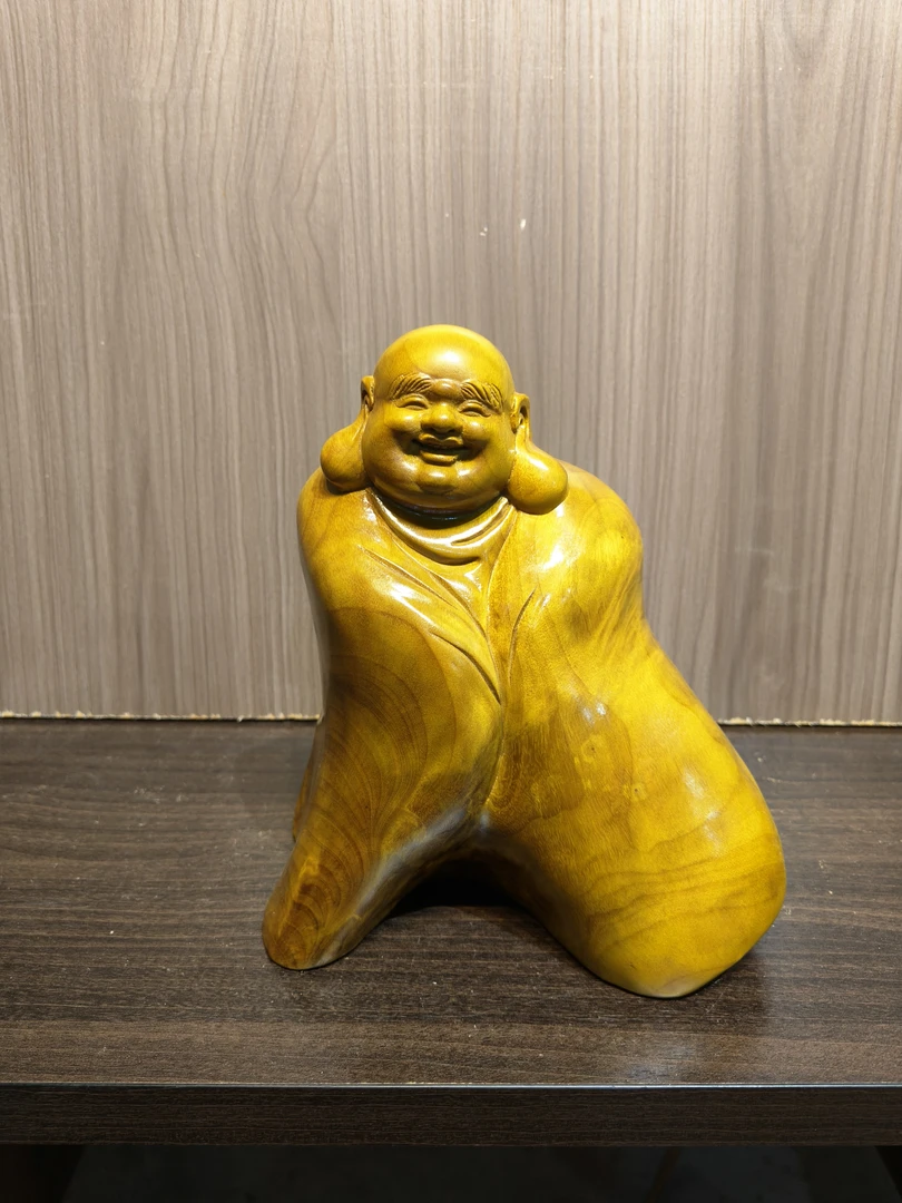 金丝楠，弥勒木根雕工艺品摆件