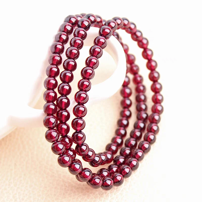 10A品质天花板级酒红色石榴石4.9mm纯天然全净体手链项链