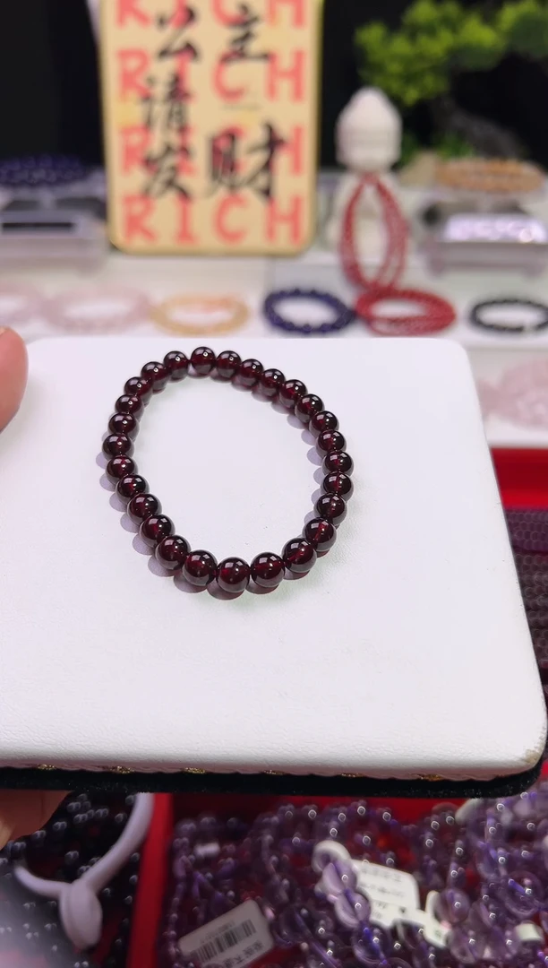 【闪购商品】石榴石手链未镶嵌天然石榴石单圈手链