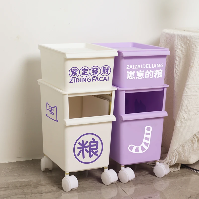 DIY猫咪罐头收纳盒猫狗粮收纳箱零食玩具宠物用品狗狗卡通储粮桶