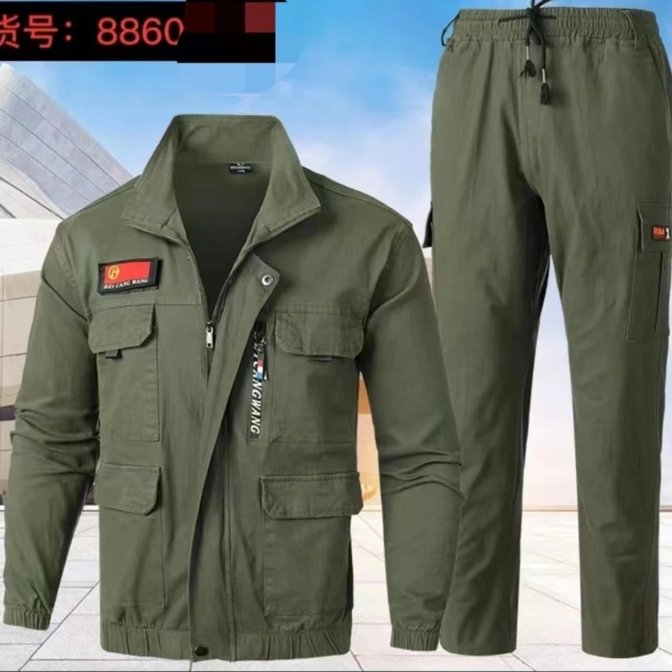 北-8860春秋弹力宽裤脚裤子加档工装上衣+裤子