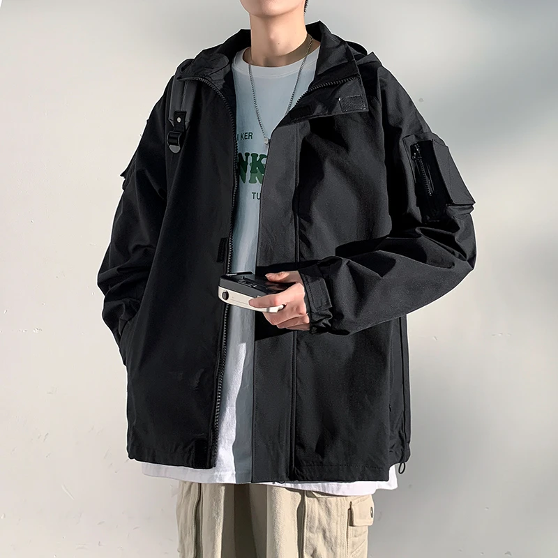 桑延同款魔术贴冲锋衣男秋季穿搭高级感风衣登山外套机能工装夹克