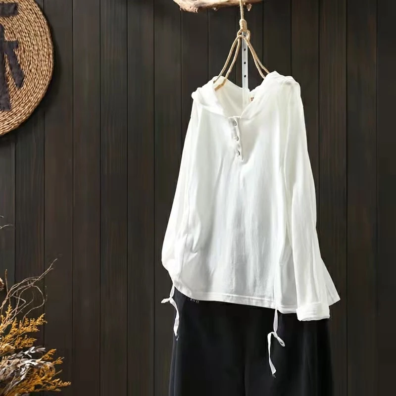 YDD 云朵朵原创自制 2133前扣宽松休闲百搭纯色连帽抽绳连帽T恤