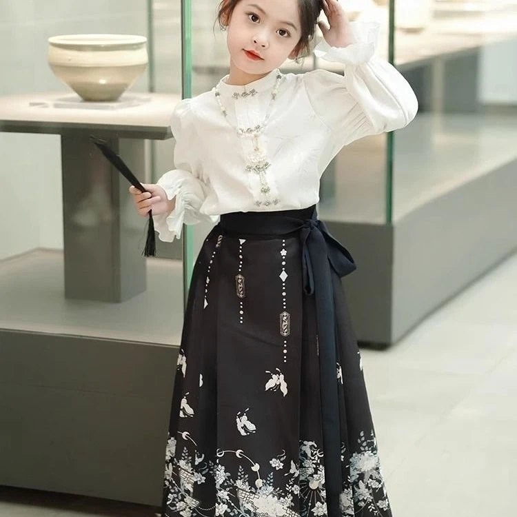 【冬季大促】女童马面裙套装新款刺绣明制中国风汉服儿童唐装两件