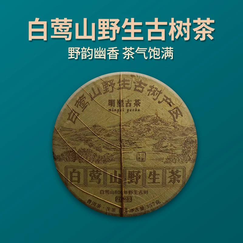 【明熙古茶】2023年头春龙树菩提叶白莺山野生古树生茶357克/饼