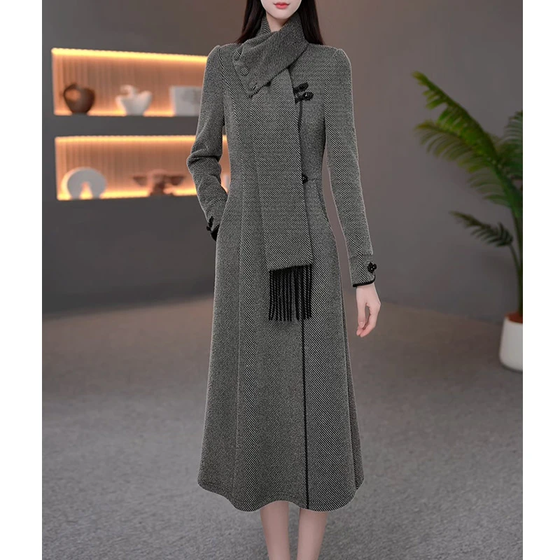 DBF-24B615YR 新款2025年秋冬季加厚显瘦时尚中长款连衣裙M-5XL