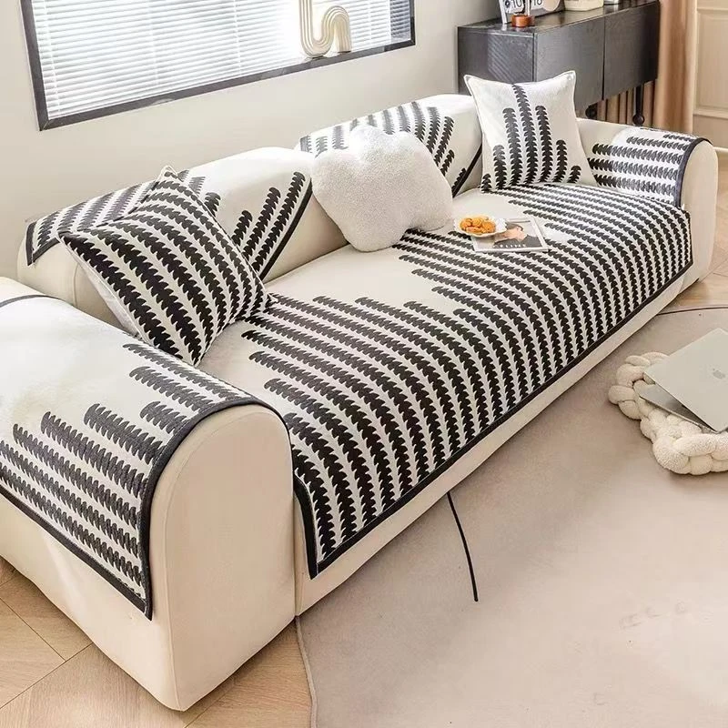 <瑕疵>雪尼尔【沙发巾单条装】<麦穗-黑色><1条装>90X240cm<±5cm>