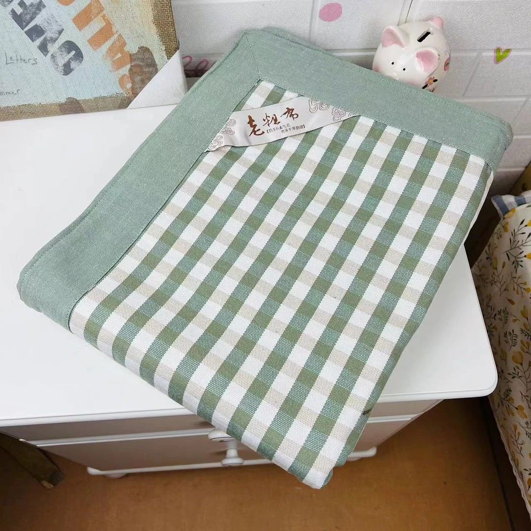 老粗布【凉席床单单件】<豆绿小格>200X230cm<±5cm>