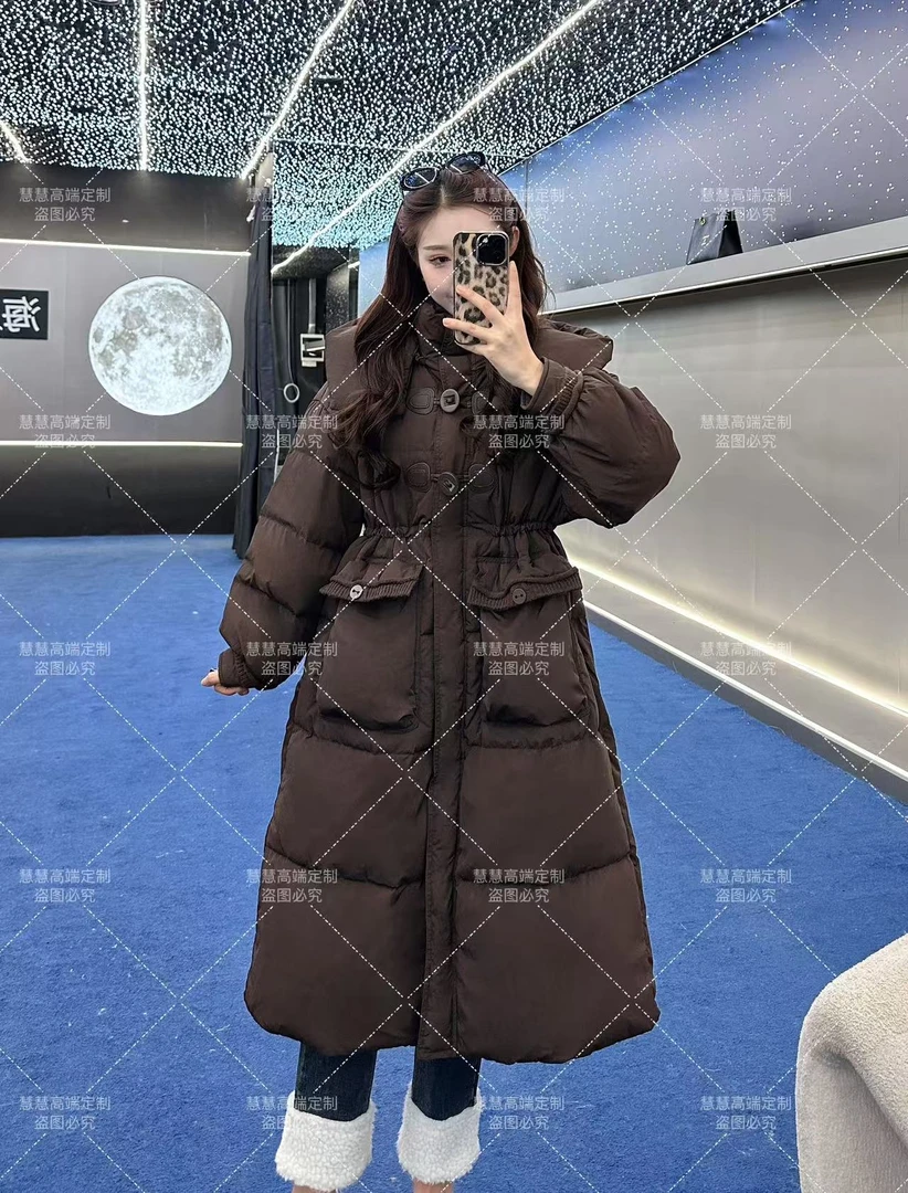 【白雪公主】90白鸭绒 抽绳收腰过膝大长款羽绒服 JYYRJN6603