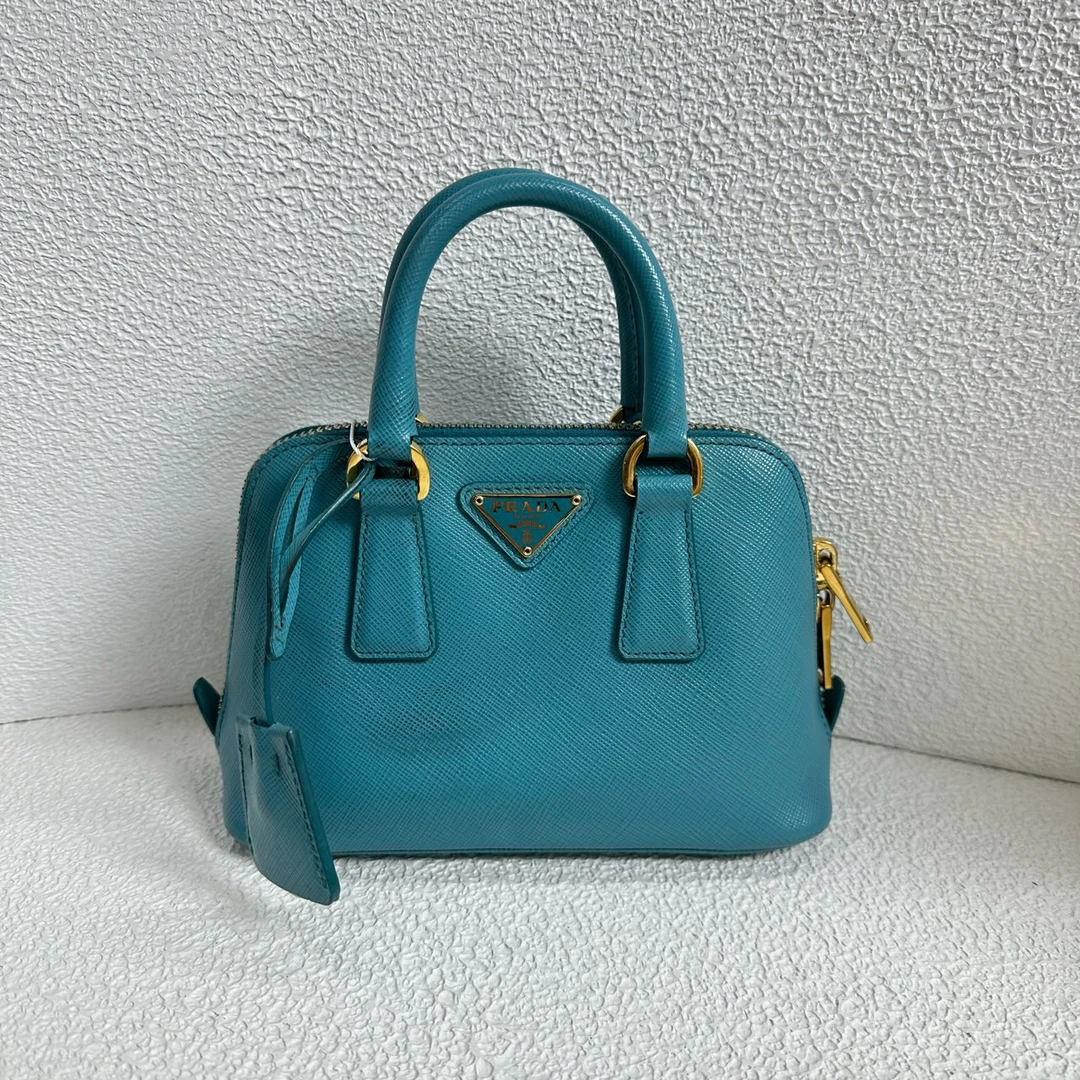 j00280/普拉达/Prada蒂芙尼蓝贝壳mini手提包 98新